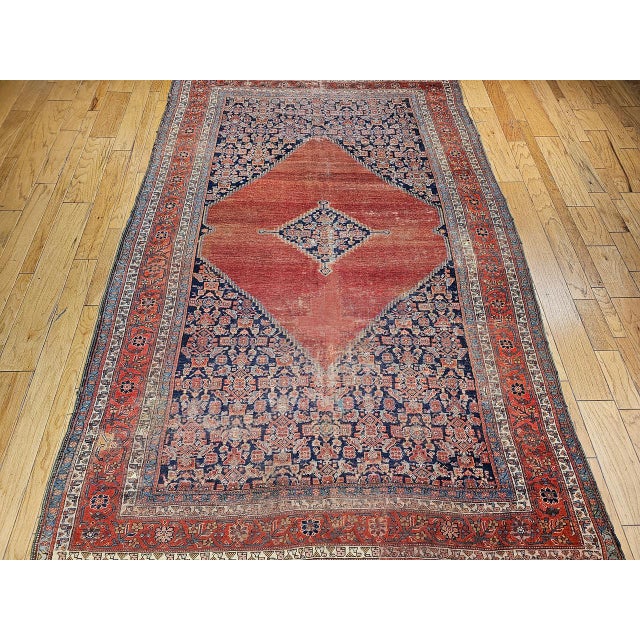 Antique Persian Malayer Rug, Hand-Knotted Wool, Geometric Pattern, 8x12, Terracotta & Navy For Sale - Image 16 of 16