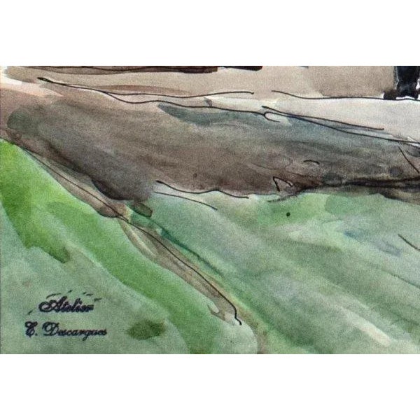 Mid 20th Century "Aquarelle" Expressionist Landscape Naturalistic Aquarelle Watercolor Painting on Paper by Etienne Descargues For Sale In New York - Image 6 of 12