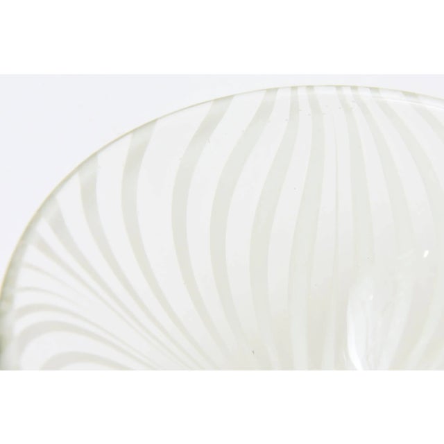 White Vintage Optical Swirled Swedish Glass Bowl For Sale - Image 8 of 11