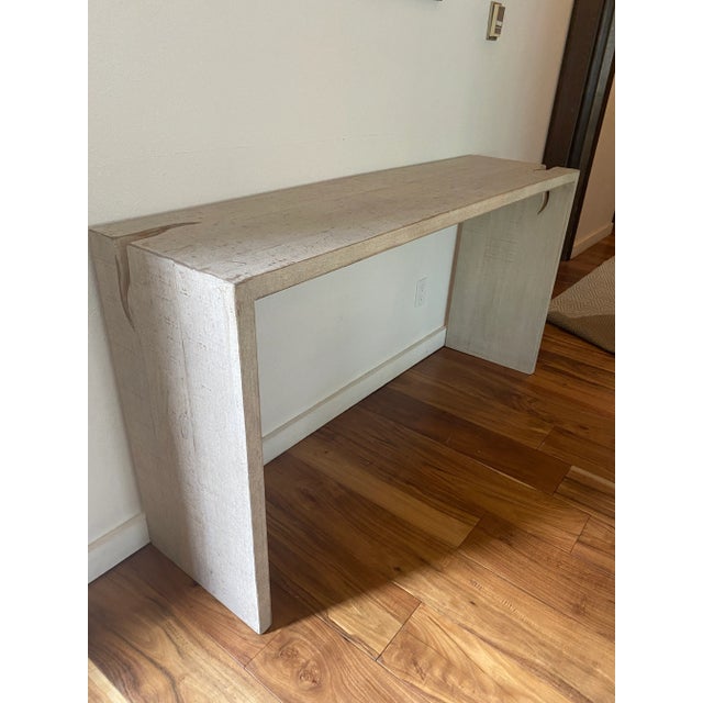 2020s Off White Distress Painted Reclaimed Pine Wood Console Table by Dovetail For Sale - Image 5 of 13