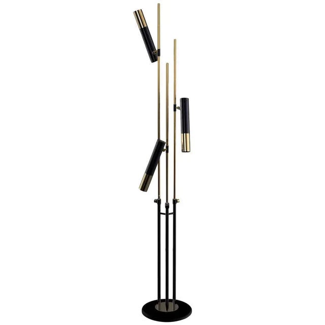 Black Floor Lamp in Black with Silver Detail For Sale - Image 8 of 8
