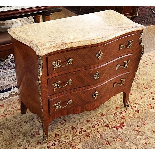1960s Italian Kingwood Marble Top Bronze Mounted Dresser Commode Chest of Drawers For Sale In New York - Image 6 of 10