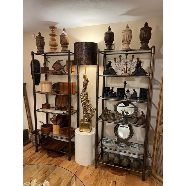 Bronze Pair of Faux Bamboo Étagères For Sale - Image 8 of 12