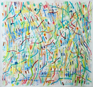 "Happy Summer Days" Contemporary Abstract Oil Painting on Canvas by Tyka