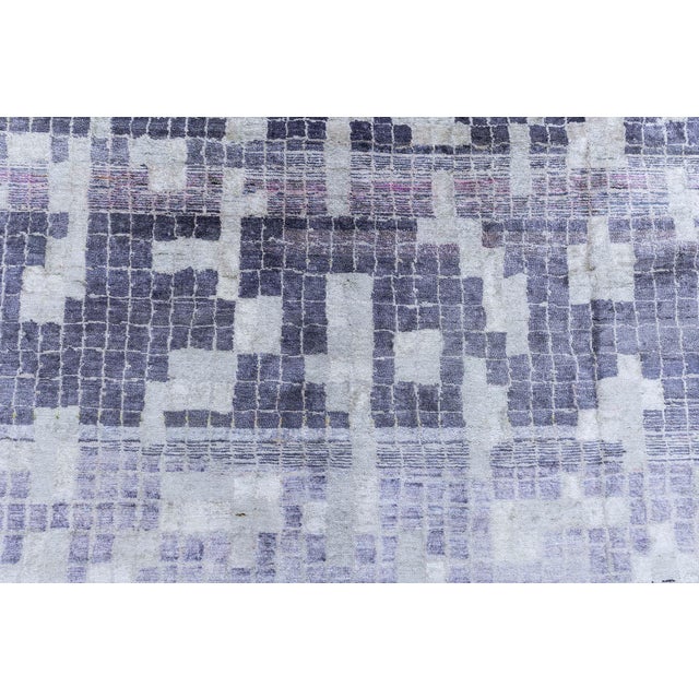 Modern Mosaic Pool Tile Wool Rug in Lavender and Gray by Doris Leslie Blau For Sale - Image 4 of 10