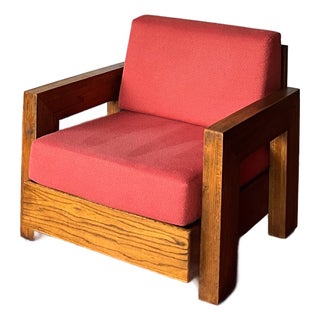 Brutalist Howard Oak Lounge Chair 1950s Usa For Sale