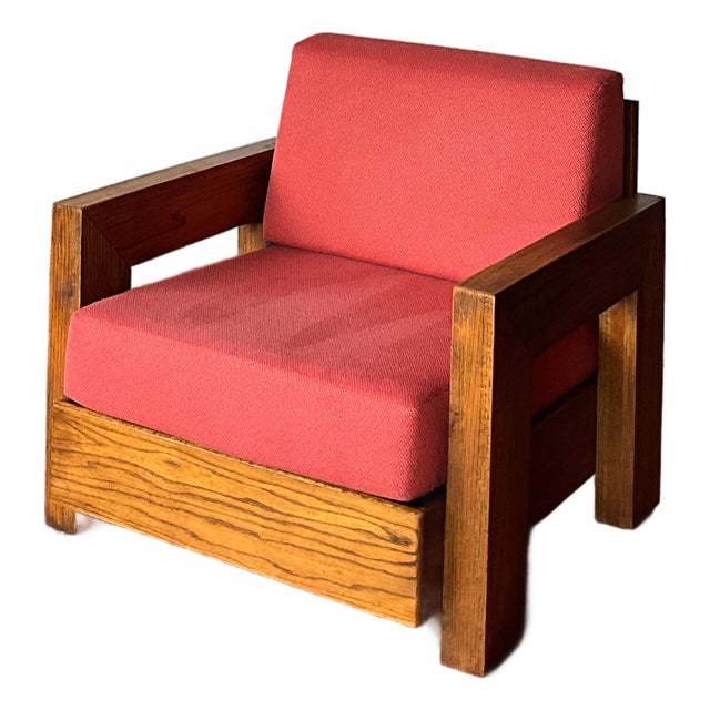 Brutalist Howard Oak Lounge Chair 1950s Usa For Sale