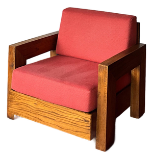 Brutalist Howard Oak Lounge Chair 1950s Usa