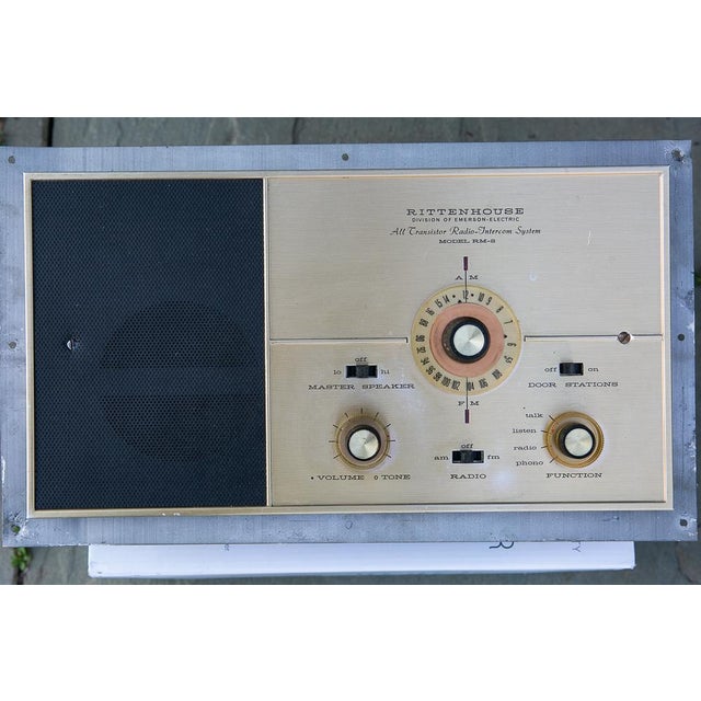 MCM vintage Rittenhouse Model RM-2 all-transistor radio-intercom system has gold tone faceplate and black speaker grille....