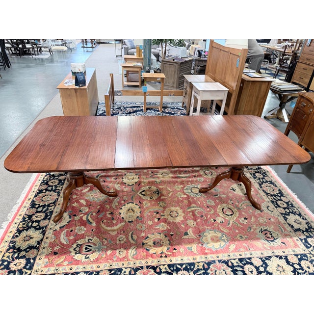 Late 20th Century Classic Solid Wood Double Pedestal Dining Table For Sale - Image 4 of 10