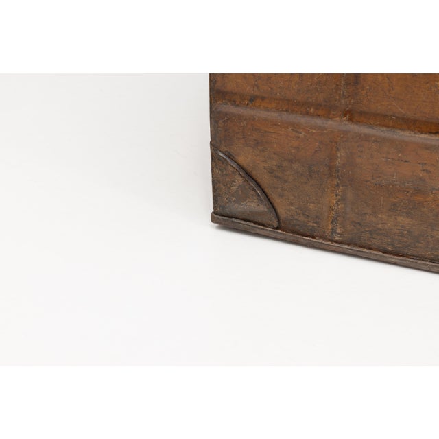 Brown Antique Tin Trunk, 1900 For Sale - Image 8 of 9