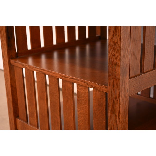 Brown Stickley Mission Oak Arts & Crafts Spindle Side Table, Newly Refinished For Sale - Image 8 of 12