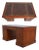 English Yew Wood Brown Leather Top 3 Part Desk For Sale