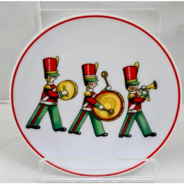 Hollywood Regency Vintage 1987 Vista Alegre Portugal “Christmas Magic” Porcelain Coasters, Set of 6 For Sale - Image 3 of 9