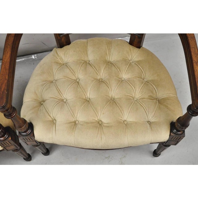 Vintage Hollywood Regency Tall Cane Back Fireside Lounge Armchairs - A Pair For Sale - Image 9 of 11