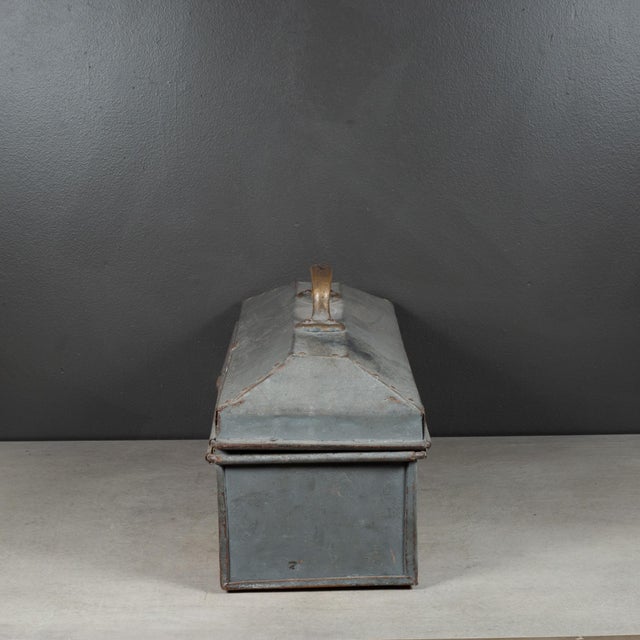 Gray Early 20th C. Factory Toolbox With Solid Bronze Handle C.1930-1940 For Sale - Image 8 of 10