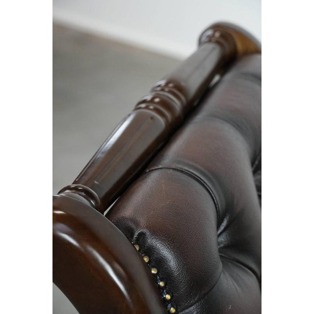 English-Style Chesterfield Swivel Office Chair in Cowhide For Sale - Image 13 of 16