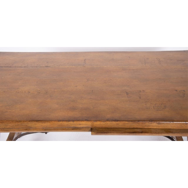 Antique Spanish Writing Desk or Console Table With Iron Stretcher - Circa Early 20th Century For Sale - Image 4 of 4