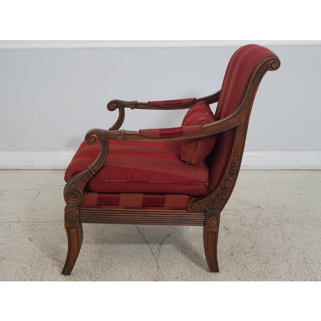 Traditional Ethan Allen Carved Frame Upholstered Lounge Chair For Sale - Image 3 of 12