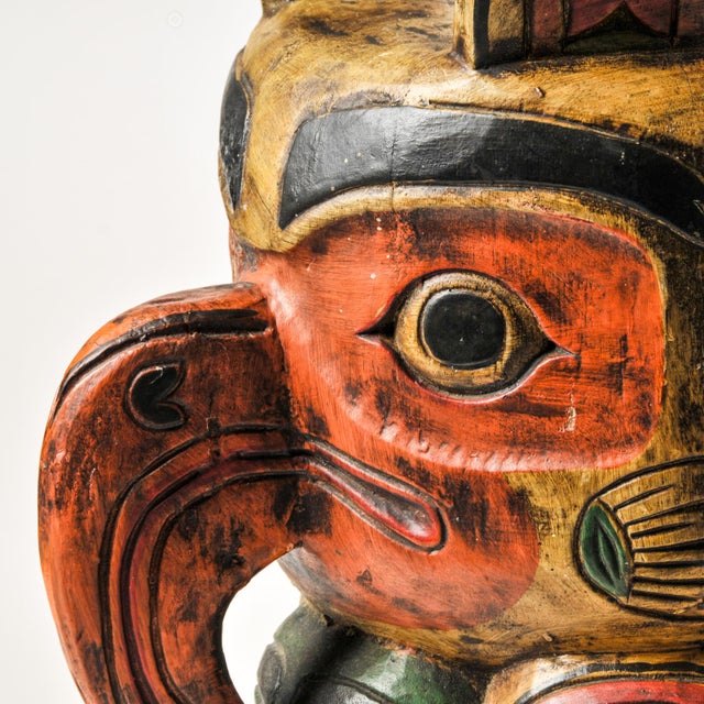 Large Pacific Northwest Coast Indigenous Art Style Carved Totem Wall Hanging For Sale - Image 15 of 16
