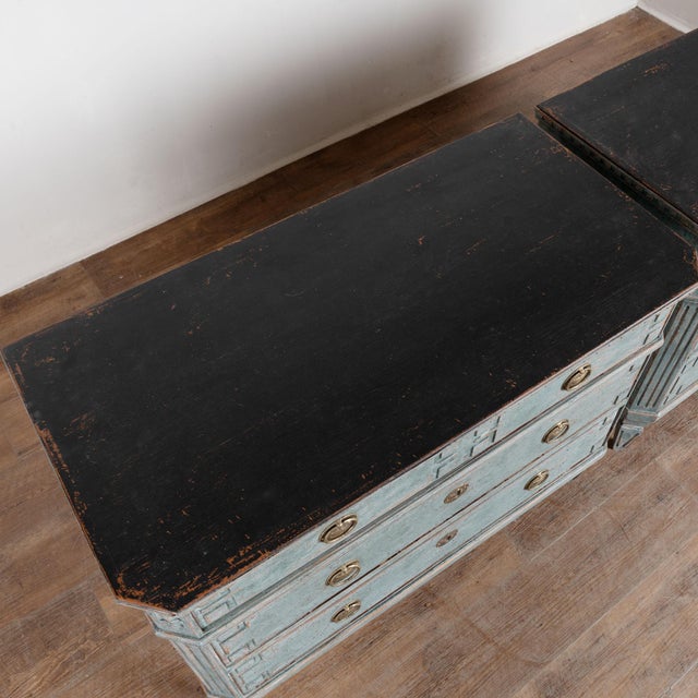 Pair, 19th Century Gustavian Style Blue Chest of Drawers or Nightstands For Sale - Image 4 of 15