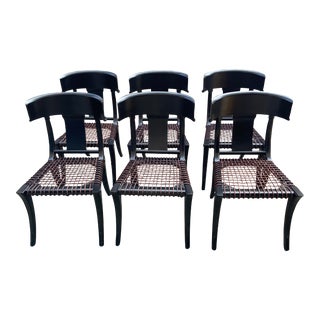 Modern Klismos Ebony Dining Chairs - Set of 6 For Sale