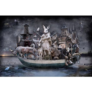 In Search of Arcadia by Marcin Owczarek | Photography of a surreal boat scene with animals and architecture For Sale