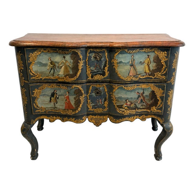 Carved, Lacquered and Painted Chest of Drawers, Sicily, 1700s For Sale