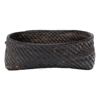 Chinese Black Lacquer Woven Tray, C. 1900 For Sale