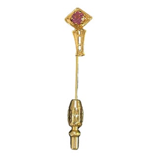 Gold-Filled Stickpin With Amethyst Center For Sale