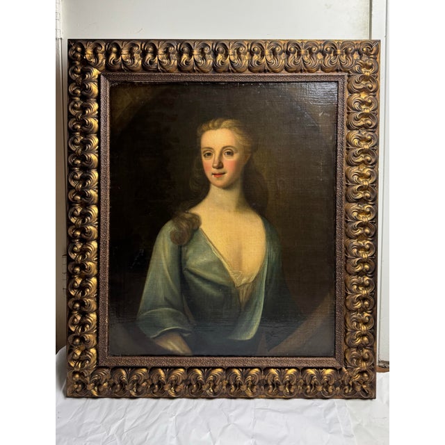 Early 18th Century English Portrait of a Lady in Blue, Attributed to Enoch Seeman For Sale In Los Angeles - Image 6 of 10