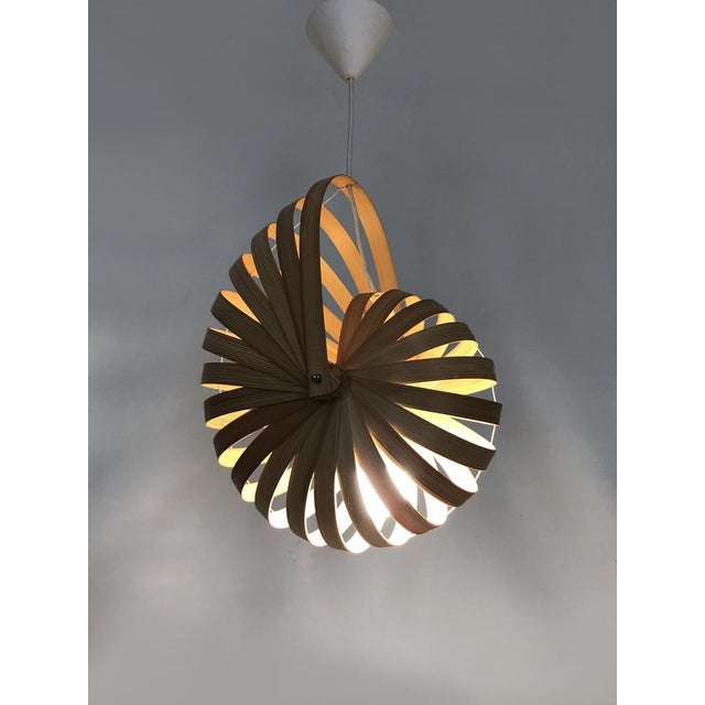 Nautilus Pendant Light in Wooden Slats, 2000s For Sale - Image 4 of 11