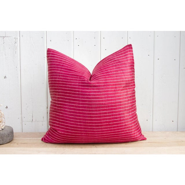 Textile Anish Antique Mashru Tribal Large Square Pillow For Sale - Image 7 of 7