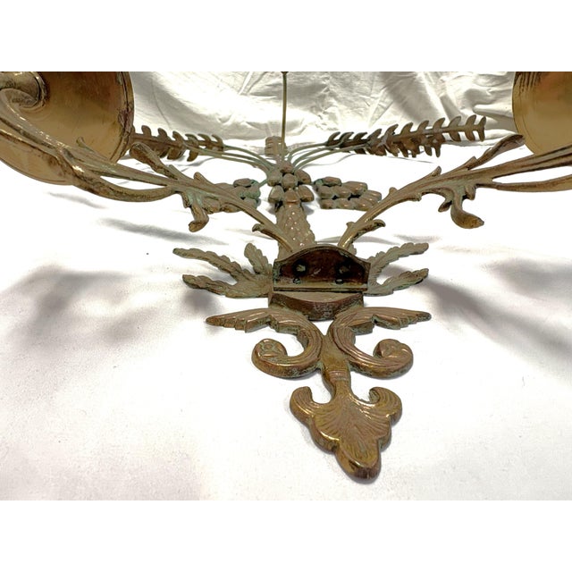 Vintage Hollywood Regency Palm Tree With Hanging Date Clusters Double Candle Wall Sconce For Sale - Image 14 of 17
