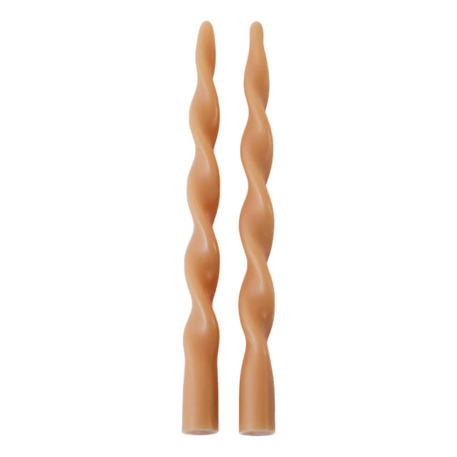 Lumière Twist Taper Candles, Set of 12 in Desert Beige, 12" For Sale