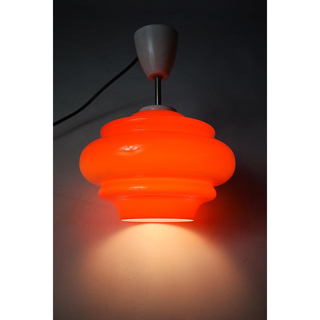 Red Hanging Lamp, Poland, 1960s For Sale - Image 8 of 8