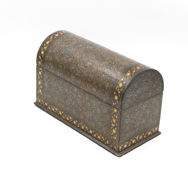 Mid 19th Century Mid 19th Century Indian Kashmiri Lacquered Polychrome Domed Stationery Box For Sale - Image 5 of 13