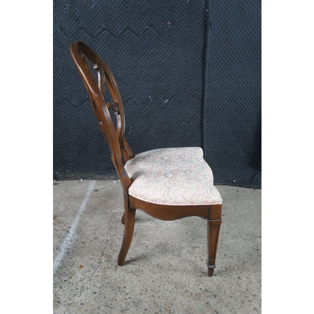1970s 1970s 4 White Furniture Hepplewhite Style Walnut Balloon Back Plume Side Chairs For Sale - Image 5 of 11