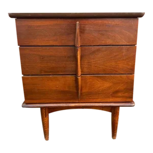 Walnut Mid Century 3 Drawer Sculptural Night Stand
