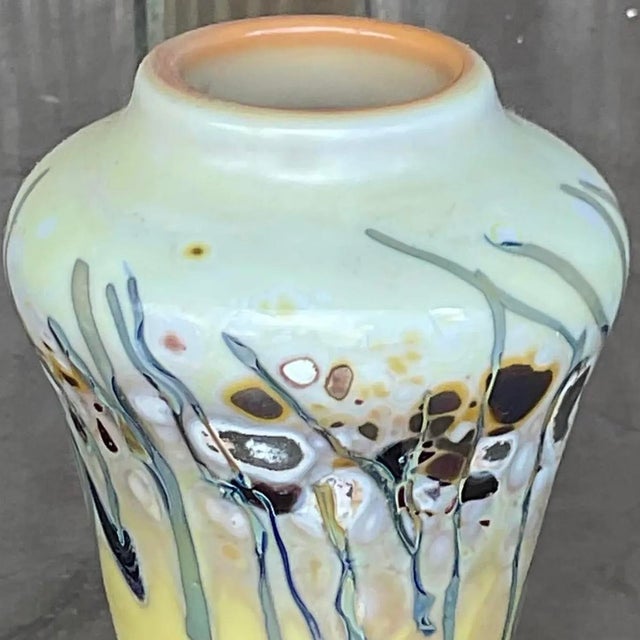 Vintage Boho Abstract Art Glass Vase For Sale - Image 10 of 12