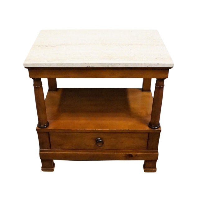 Contemporary Baker / Milling Road Solid Cherry Early American Contemporary 27" Accent End Table W. White Granite Top 13-676-8 For Sale - Image 3 of 14