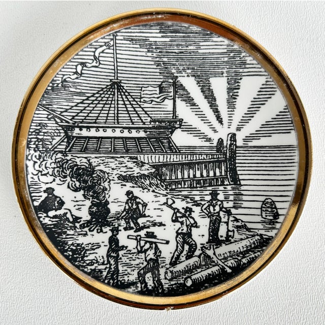 Piero Fornasetti 1950s Emblems of the States Coaster Set of 7, Italy For Sale In Miami - Image 6 of 11