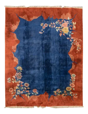 Antique Blue Chinese Peking Wool Rug 9 Ft X 11 Ft 5 In.