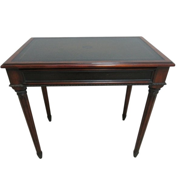 French 1990s Theodore Alexander Writing Desk Console French Leather Top Ladies For Sale - Image 3 of 10