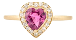 Heart Cut Ruby Halo Diamond Ring Gift for Girlfriend in 18k Gold Size 6