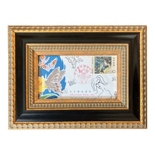 Contemporary Original Abstract Collage/Ink Drawing by Judy Henn “First Day as a Butterfly “ Framed For Sale