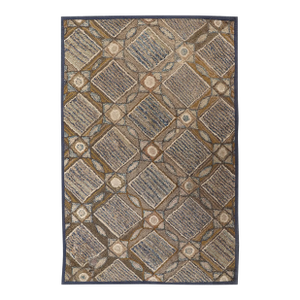 3'x4' Vintage American Hooked Rug | Geometric Small Hooked Area Rug