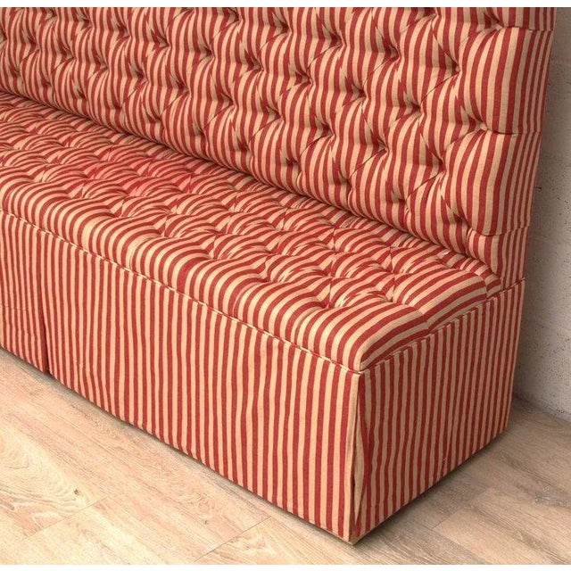 Mid-Century Modern Custom Tufted Striped Banquette For Sale - Image 3 of 4