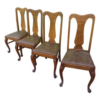 Vintage Set of 4 Queen Anne Dining Chairs For Sale
