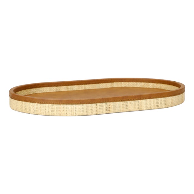 Hakiri Natural Raffia Large Designer Storage Tray For Sale
